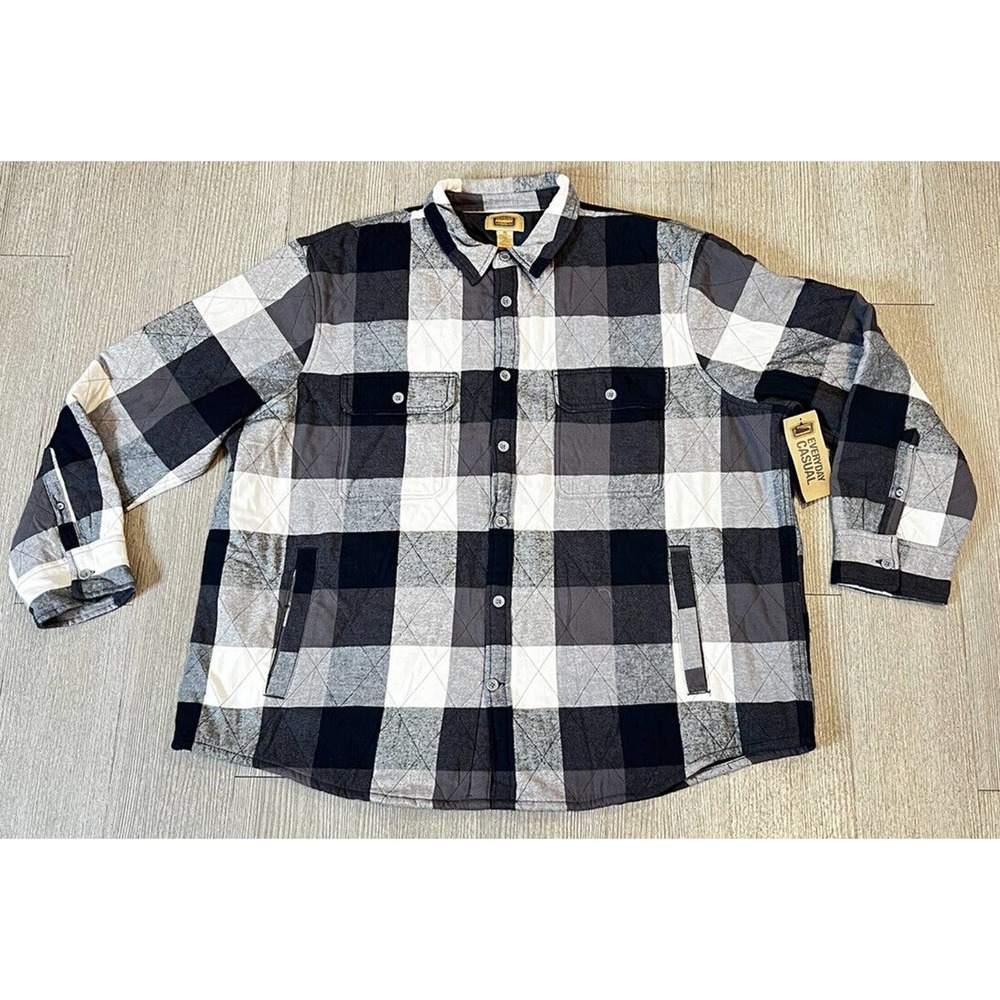 FREEDOM FOUNDRY Men's Flannel Black PLAID Fleece Sherpa Lined Shirt Jacket 3XT